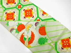 アンティーク　扇に鶴・花模様織出し袋帯（材料）